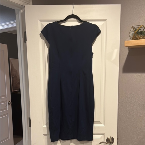 Adrianna Papell Blue Ruched Sheath Midi Dress - Picture 6 of 8